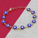 Turkish Blue Evil Eye Lucky 18K Gold Bracelet For Women