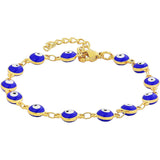 Turkish Blue Evil Eye Lucky 18K Gold Bracelet For Women