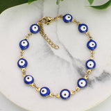 Turkish Blue Evil Eye Lucky 18K Gold Bracelet For Women