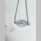 Silver Blue Evil Eye Nazariya Mother Of Pearl Cubic Zirconia American Diamond Bracelet