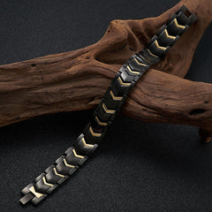 Magnet Therapy Health Energy Black Gold Bracelet For Men
