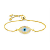 Turkish Evil Eye Mother Of Pearl Cubic Zirconia Gold Slider Bracelet