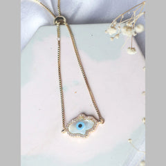 Evil Eye Hamsa Gold Mother Of Pearl CZ Slider Bracelet