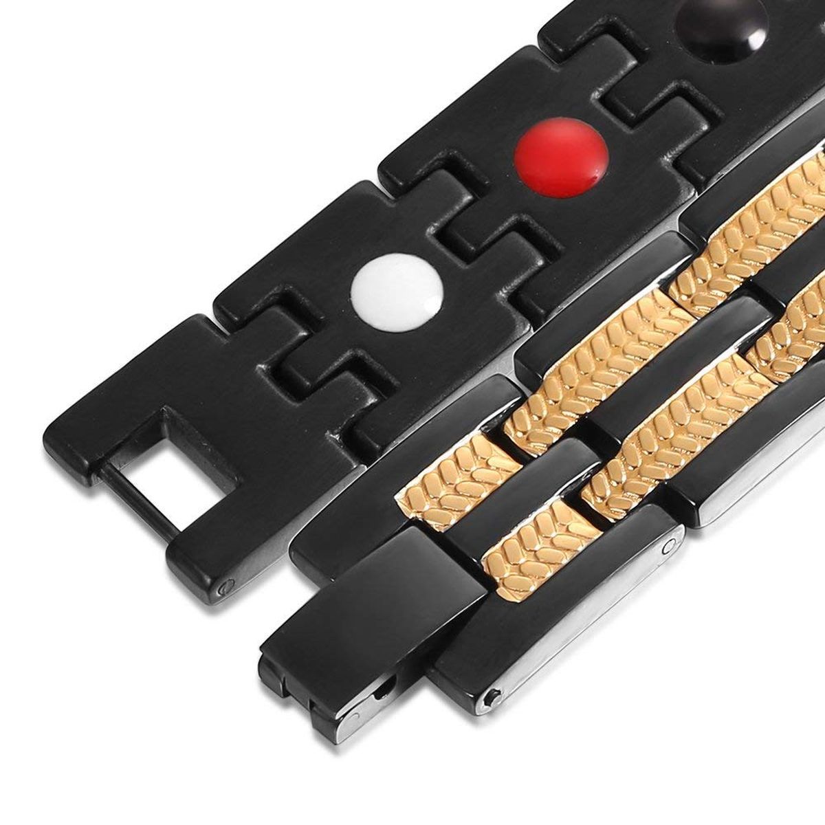 Titanium Stainless Steel Black Gold Magnet Health Therapy Bio Energy Bracelet Men