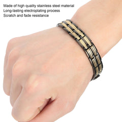 Titanium Stainless Steel Black Gold Magnet Health Therapy Bio Energy Bracelet Men