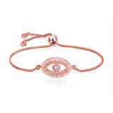 Turkish Evil Eye Lucky Rose Gold American Diamond Slider Bracelet