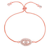 Turkish Evil Eye Lucky Rose Gold American Diamond Slider Bracelet