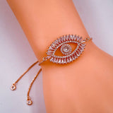 Turkish Evil Eye Lucky Rose Gold American Diamond Slider Bracelet