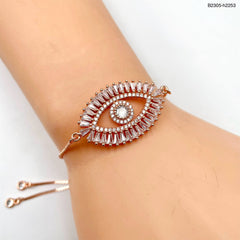 Turkish Evil Eye Lucky Rose Gold American Diamond Slider Bracelet