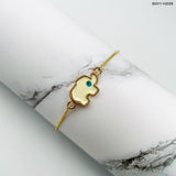 Turkish Blue Evil Eye Elephant Enamel Gold Adjustable Slider Bracelet
