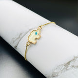 Turkish Blue Evil Eye Elephant Enamel Gold Adjustable Slider Bracelet