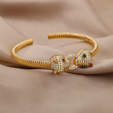 Panther Gold American Diamond Adjustable Cuff Kada Women