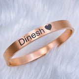 8mm Customized Personalised Laser Engraved Stainless Steel Gold Openable Bangle Cuff Kada For Men