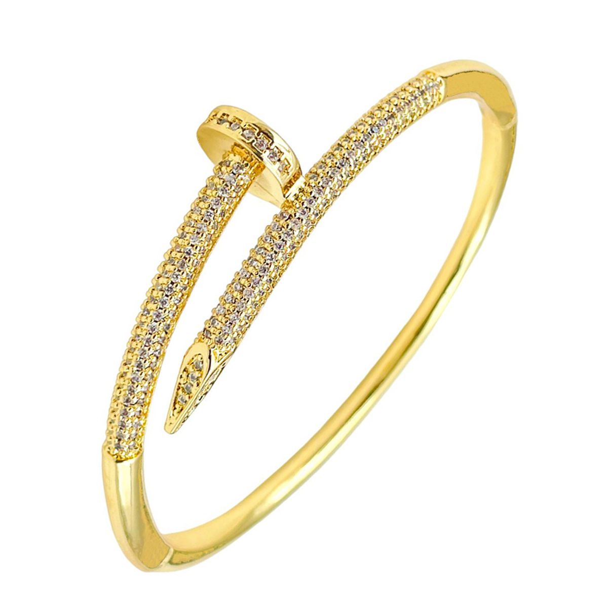 Nail American Diamond Gold Openable Kada Bangle For Women