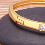 Baguettes American Diamonds Crystal Gold Copper Cuff Kada Bangle For Women