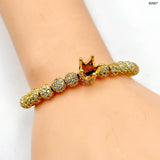 Crown American Diamonds Beads Ball Gold Copper Threads Adjustable Bracelet For Women