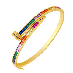 Classic Nail Rainbow Gold Plated Copper Openable Cuff Kada for Women