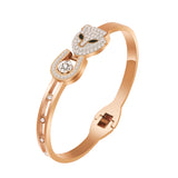 Panther Cubic Zirconia Rose Gold Stainless Steel Opeable Kada Women