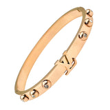 Cubic Zirconia Rose Gold Stainless Steel Openable Kada For Women