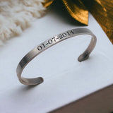 5mm Matte Finish 316 Surgical Stainless Steel Customized Personalised Laser Engraved Free Size Cuff Kada Bangle Bracelet Unisex