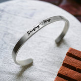 5mm Matte Finish 316 Surgical Stainless Steel Customized Personalised Laser Engraved Free Size Cuff Kada Bangle Bracelet Unisex