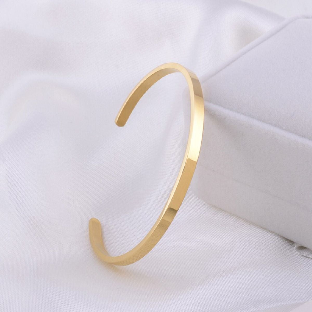 5Mm Matte Finish Stainless Steel Gold Cuff Kada Bangle Bracelet