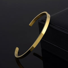 5Mm Matte Finish Stainless Steel Gold Cuff Kada Bangle Bracelet