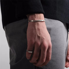 5Mm Matte Finish Stainless Steel Gold Cuff Kada Bangle Bracelet