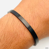 5mm Matte Finish 316 Surgical Stainless Steel Black Free Size Cuff Kada Bangle Bracelet Unisex