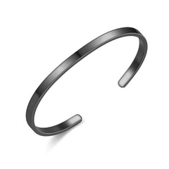 5mm Matte Finish 316 Surgical Stainless Steel Black Free Size Cuff Kada Bangle Bracelet Unisex