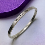 4mm Matte Finish 316 Surgical Stainless Steel Silver Customized Personalised Laser Engraved Kada Bangle Bracelet Unisex