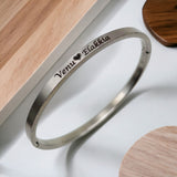 4mm Matte Finish 316 Surgical Stainless Steel Silver Customized Personalised Laser Engraved Kada Bangle Bracelet Unisex