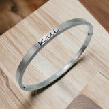 4mm Matte Finish 316 Surgical Stainless Steel Silver Customized Personalised Laser Engraved Kada Bangle Bracelet Unisex