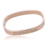 8mm Square Personalized Engraved Stainless Steel Openable Kada Bangle Men