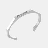 Stainless Steel Plain Silver Hexagon Cuff Kada For Women