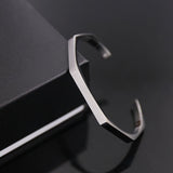 Stainless Steel Plain Silver Hexagon Cuff Kada For Women