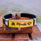 Customized Personalised Letter Engraved ID Wrist Band Bracelet Men