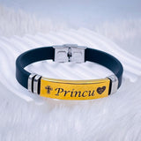 Customized Personalised Letter Engraved ID Wrist Band Bracelet Men