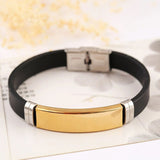 Customized Personalised Letter Engraved ID Wrist Band Bracelet Men