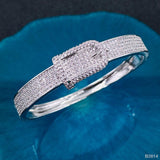 Belt Buckle Cubic Zirconia Silver Copper Openable Bangle Kada Women