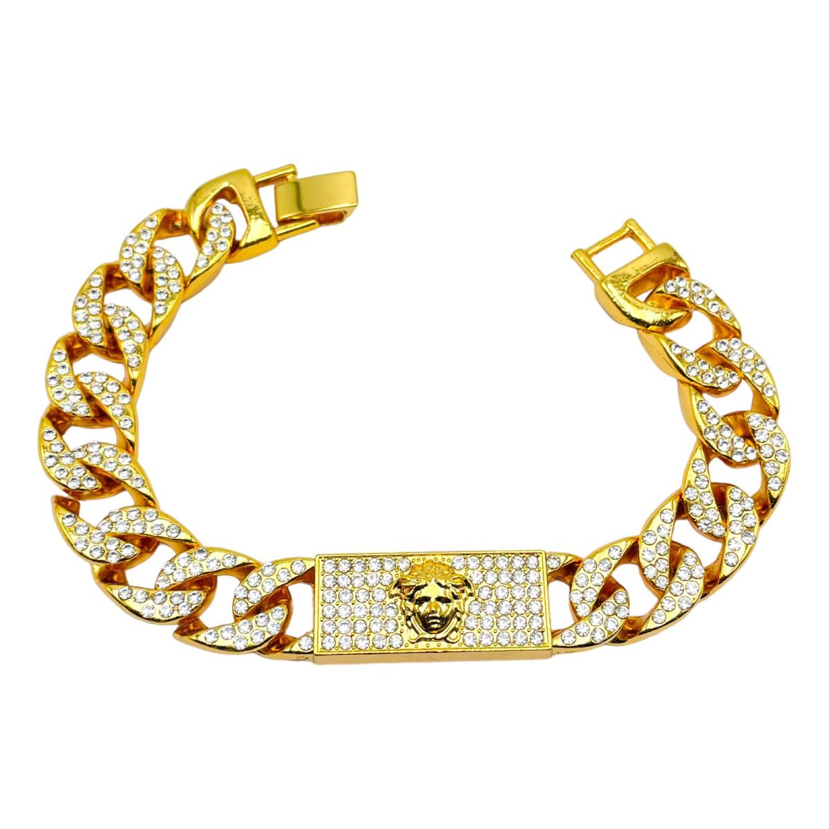 Cuban Curb Chain Iced Out Bracelet 8MM Rose Gold and Yellow Gold Plate –  Zayjewelers