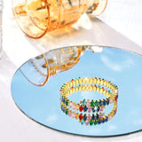 Multi Color Oval Cubic Zirconia Copper Free Size Bangle Kada for Women