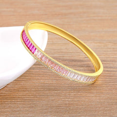 Copper Graduating Shades Maroon With Pink Zircon 18K Gold Openable Bangle Kada Women