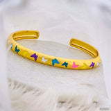 Copper Multi Colour Butterfly Enamel 18K Gold Bangle Cuff Kada for Women