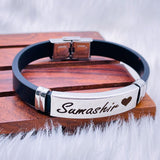 Customized Personalised Letter Engraved ID Wrist Band Bracelet Men