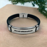 Customized Personalised Letter Engraved ID Wrist Band Bracelet Men