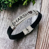 Customized Personalised Letter Engraved ID Wrist Band Bracelet Men