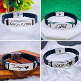 Customized Personalised Letter Engraved ID Wrist Band Bracelet Men