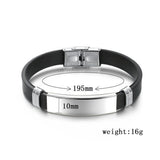 Customized Personalised Letter Engraved ID Wrist Band Bracelet Men