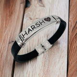 Customized Personalised Letter Engraved ID Wrist Band Bracelet Men